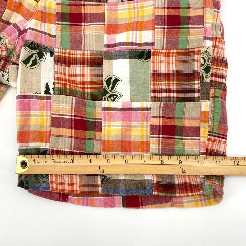 Charleston Threads Patchwork Madras Plaid Shorts Mens 36 Multi Color Cotton